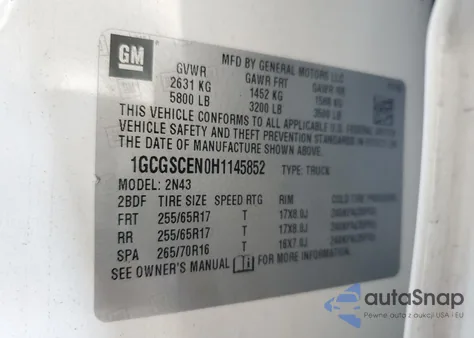 2017 Chevrolet Colorado Lt z USA, uszkodzony, nr VIN 1GCGSCEN0H1145852